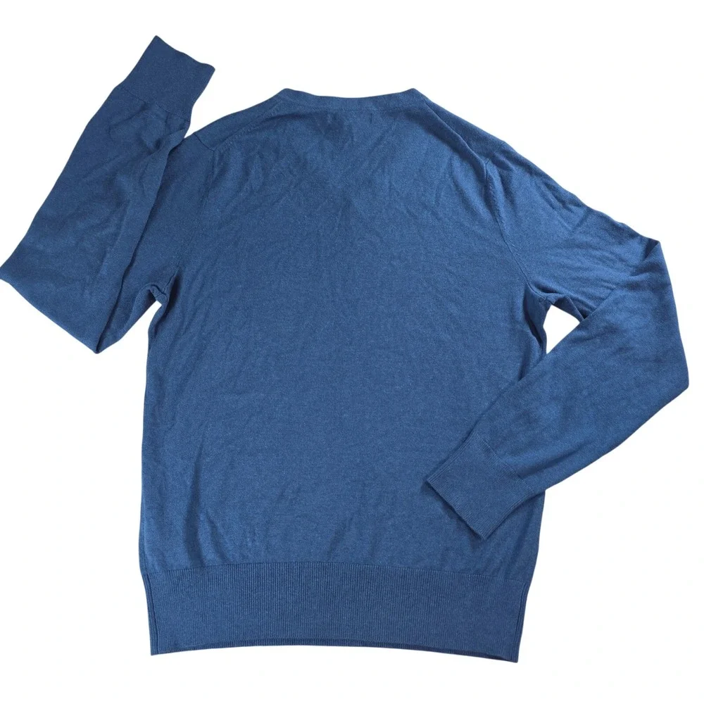 Banana Republic Mens Small Blue V-Neck Sweater Silk Cotton Cashmere Luxury Blend